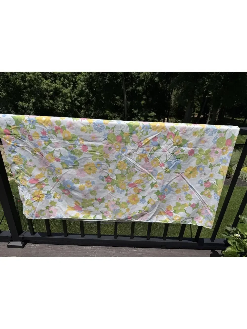 Vtg 1960s Cannon Monticello 2pc Dbl Sheet Set Mille Fleur Flower Power Clean EUC